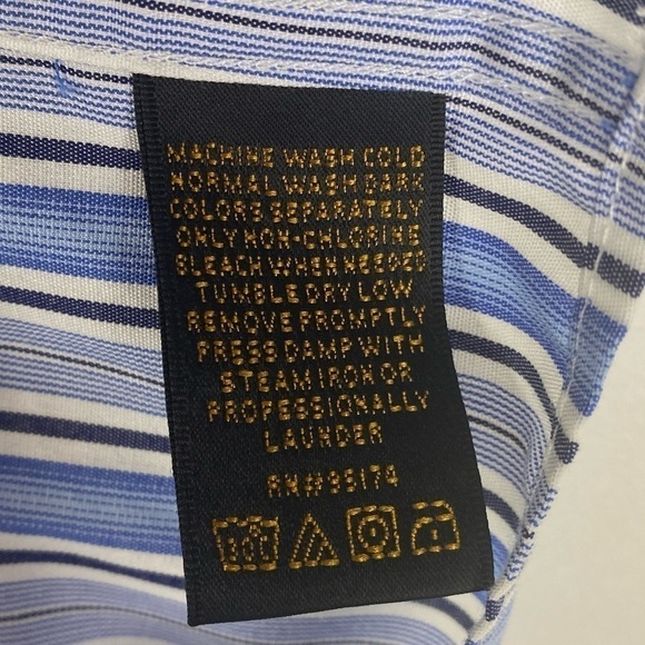 Alexander Julian Striped Long Sleeve Button Down Collar Shirt Men's XXL Blue - Picture 8 of 8